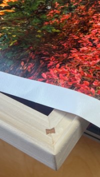 Canvas laying on frame